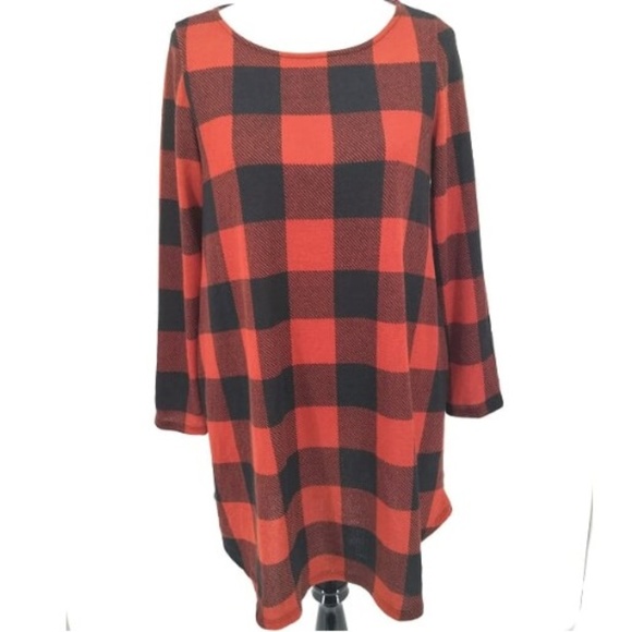 Emerald Dresses & Skirts - New Emerald Large Dress Red Black Plaid Knee Lengt